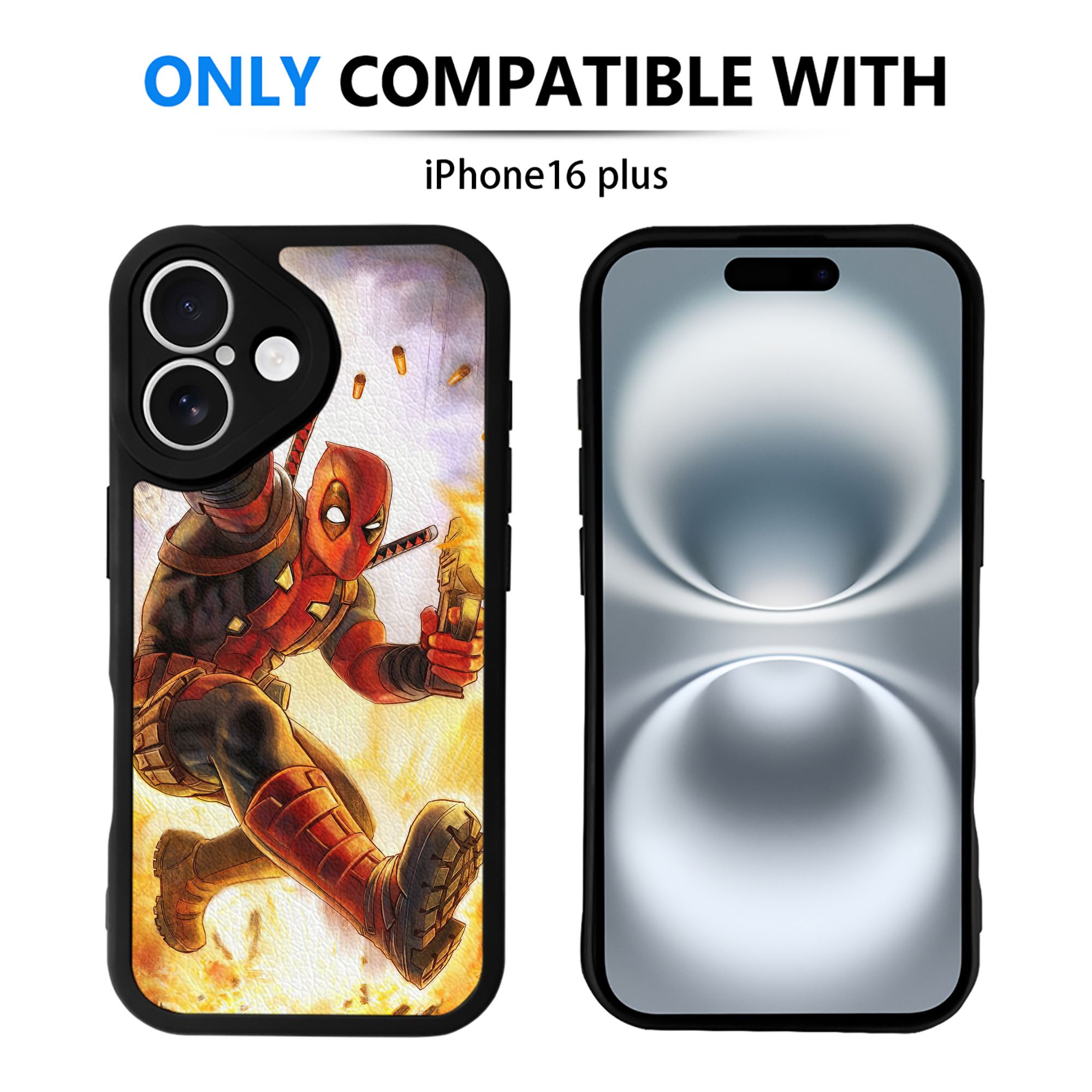 （画像用） Deadpool デッドプール 【iPhone 16シリーズ対応】シリコンスマホケース（レザー調） 材質：シリコン